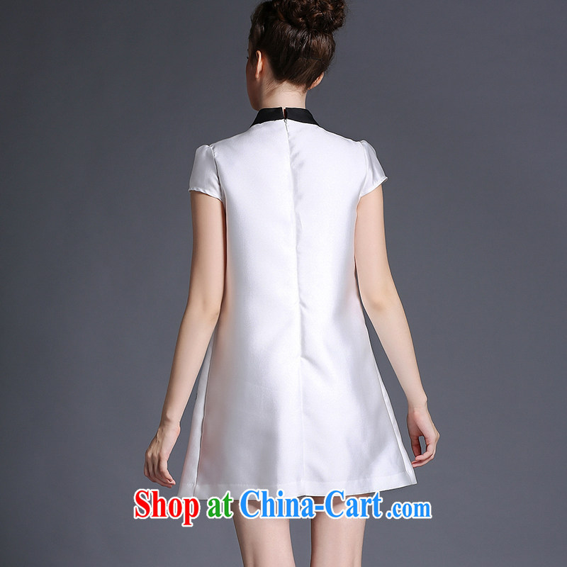 Hai Ying 2015 summer new, the United States and Europe, female butterfly knot loose hit color embroidered A field short-sleeved dresses A 694 white 5 XL (190 - 210 ) jack, sea-ying (seaying), online shopping