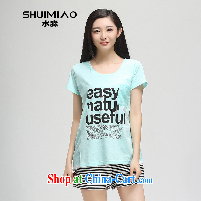 Water by 2015 summer new 200 Jack XL girls cotton letter stamp short-sleeve T-shirt 15 XB 5084 freshwater, XL