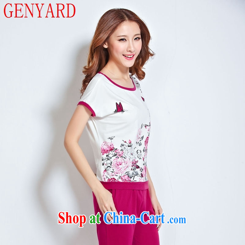 Qin Qing store 2015 new stylish stamp campaign kit female summer short-sleeve Leisure package Women Spring Summer MOM women summer Magenta XXXL, GENYARD, shopping on the Internet