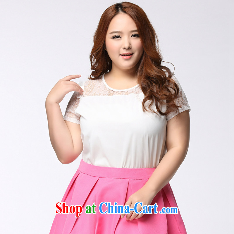 The Erez mark 2015 summer New, and indeed increase, women with thick sister Sau San video thin short-sleeved T shirt thick mm lace T-shirt 1149 white XXXL (recommended chest of 124 cm), the Erez. mark (OLAZY . MARK), online shopping
