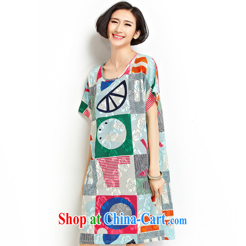 1000 double Yi Su-summer Korean female loose the code stamp T shirts dresses ZM 7197 blue, code, 1000 double Yi Su, shopping on the Internet