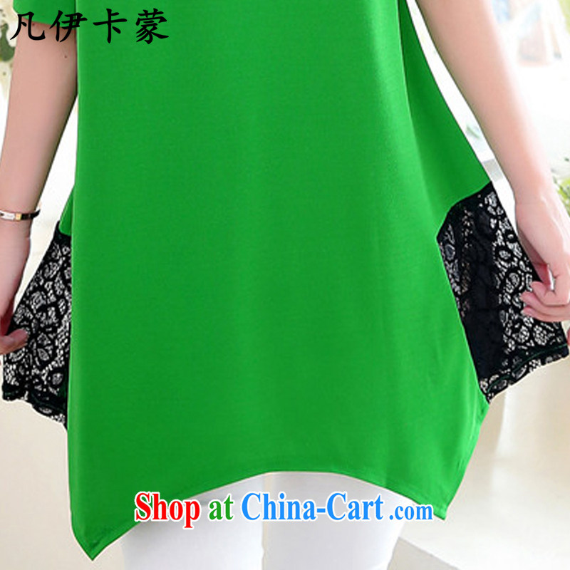 Where the card, 2015 summer new women in long, snow-woven shirts lace short sleeve female OL and obesity MM larger women L 900 green 2 XL, where the card, and shopping on the Internet