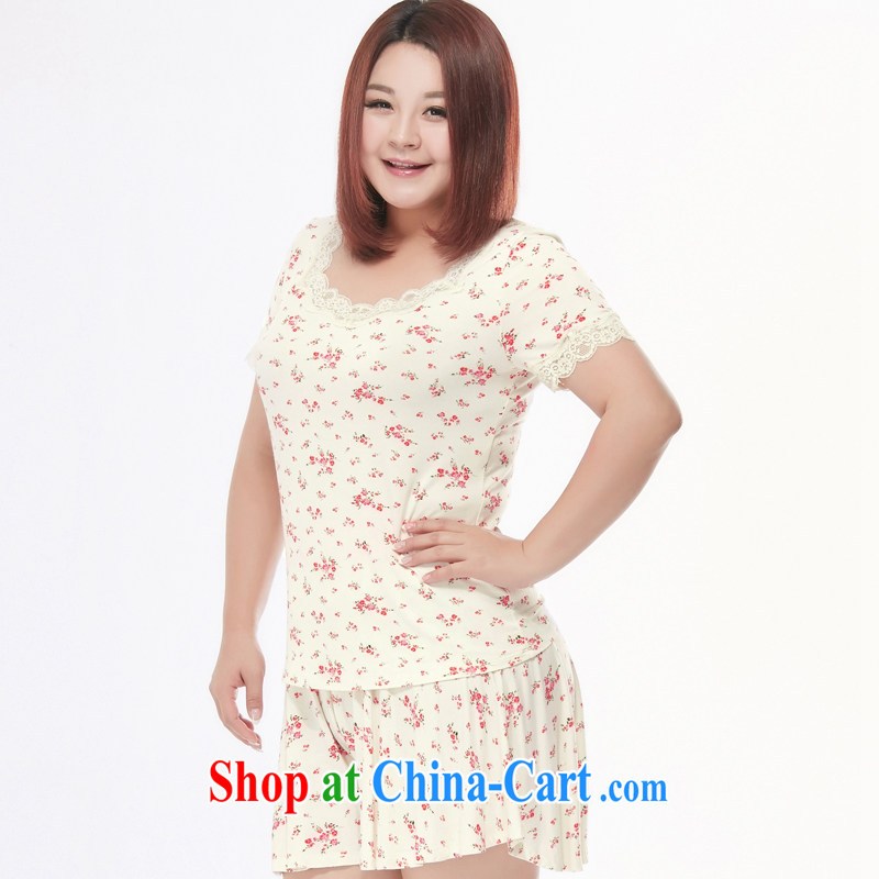 MSSHE XL women summer 2015 new sweet floral clothes pajamas two piece kit 2710 white floral 4 XL, Msshe, shopping on the Internet