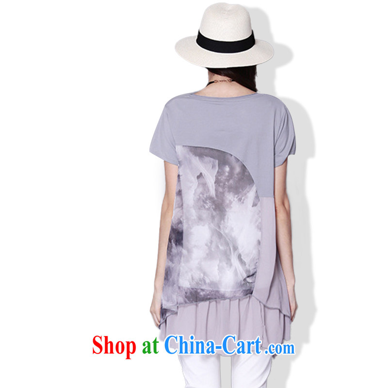 The Ting fat people graphics thin 2015 summer new, focused on Europe and 100 mm on the Code women's clothing the fat and loose 5XL short-sleeved dresses TP 032 gray 5 XL, Ting (zhuangting), online shopping