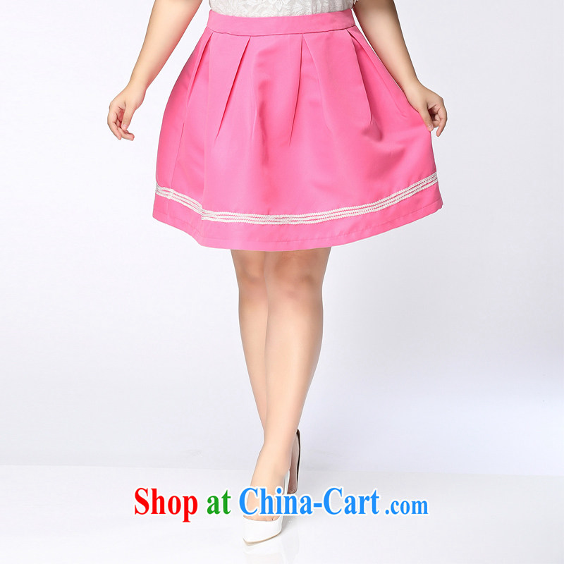 The Erez mark 2015 summer new, mm thick and fat XL female body skirt female Korean Beauty graphics thin skirts thick sister 4036 pink XXL (waist 90 cm), the Erez. mark (OLAZY . MARK), online shopping