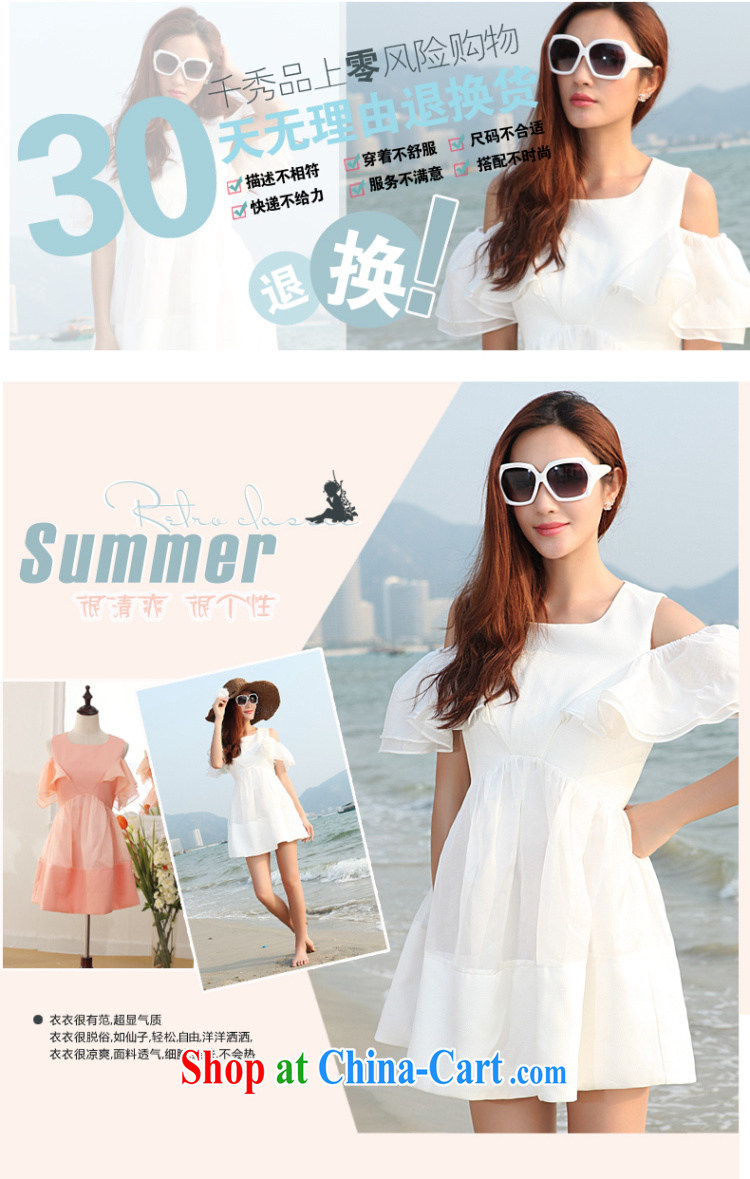 SE 2015 summer new Korean female fashion 100 ground bare shoulders flouncing decorated cuff the root by successive spelling skirts white XXXXL pictures, price, brand platters! Elections are good character, the national distribution, so why buy now enjoy more preferential! Health