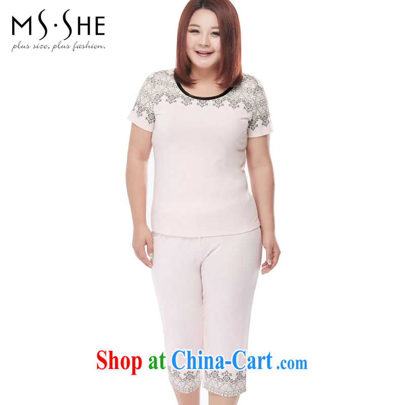 MSSHE XL ladies' 2015 new summer wear comfortable clothes pajamas two piece kit 2702 pink 6 XL
