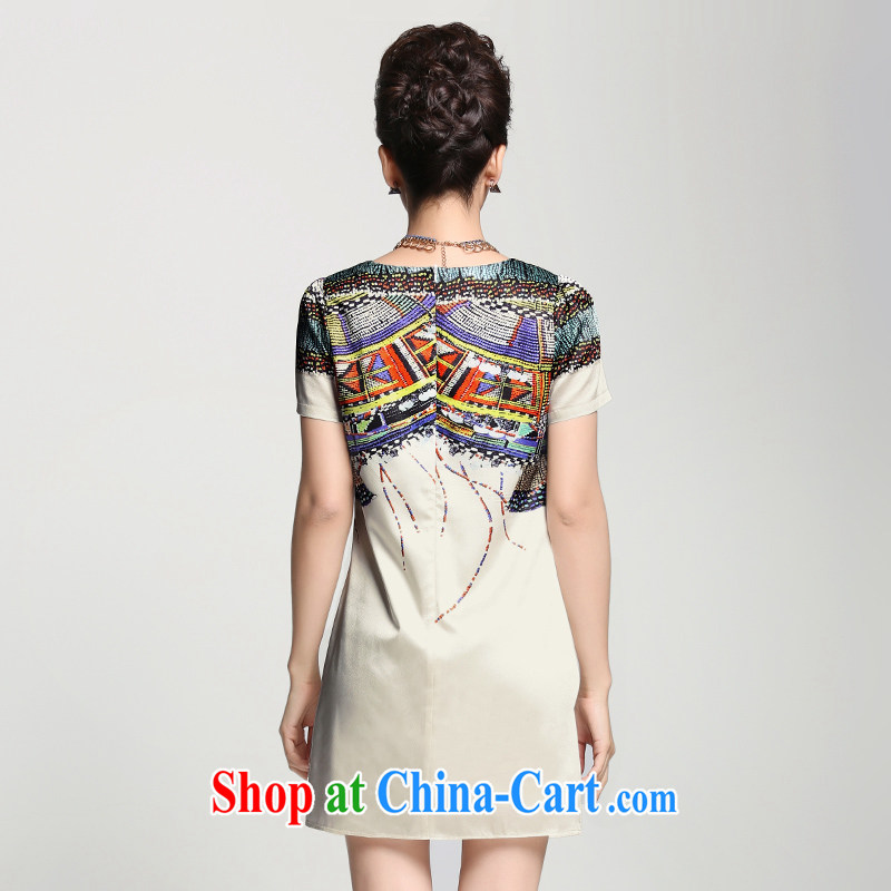 The Mak is the women's clothing 2015 summer new thick mm stylish retro floral style dress 952103144 white 4XL, former Yugoslavia, Mak, and shopping on the Internet
