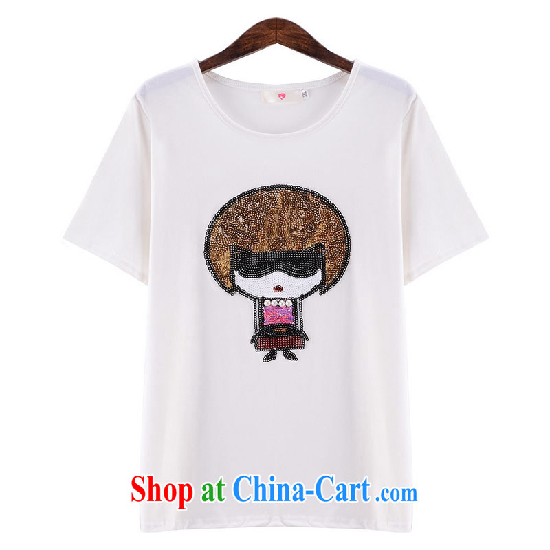 Summer NOS new XL girls cotton T shirt cute pattern comfort and breathability female T-shirt Y 56,311 large white code 5 XL, thin (NOS), online shopping