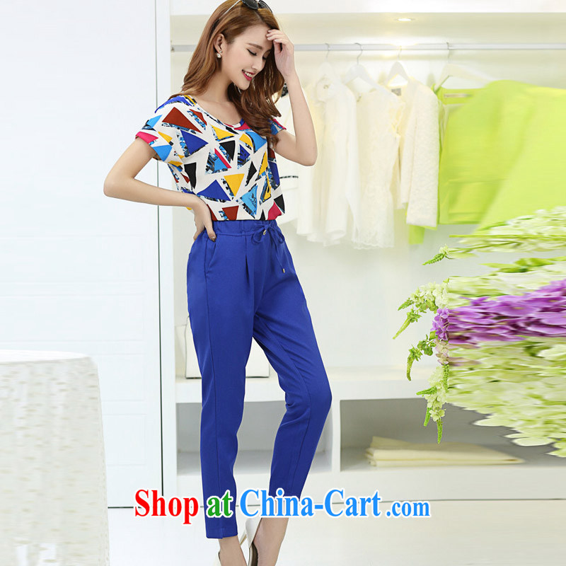 Loved summer 2015 New, and indeed increase, female fat mm two piece set with 5635 suit + blue 5 XL, loved (Tanai), shopping on the Internet