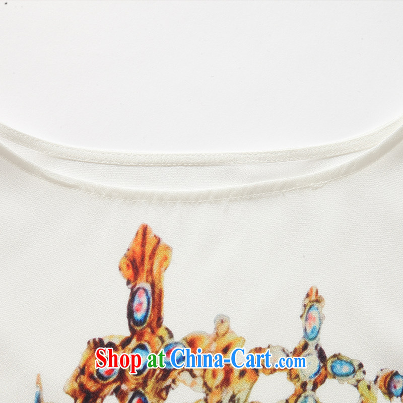 The Connie was a high-end European and American large, female summer new elegant style Ethnic Wind (stamp duty short-sleeved T shirt + body skirts, dresses two piece G 717 white 5 XL, Anne's dream, shopping on the Internet