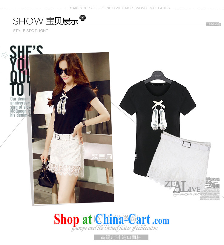 Economy, first declared 2015 the United States and Europe, female summer new, mm thick black short-sleeved shirt T shirt + lace short pants 1520 #5 XL 180 - 200 Jack left and right pictures, price, brand platters! Elections are good character, the national distribution, so why buy now enjoy more preferential! Health