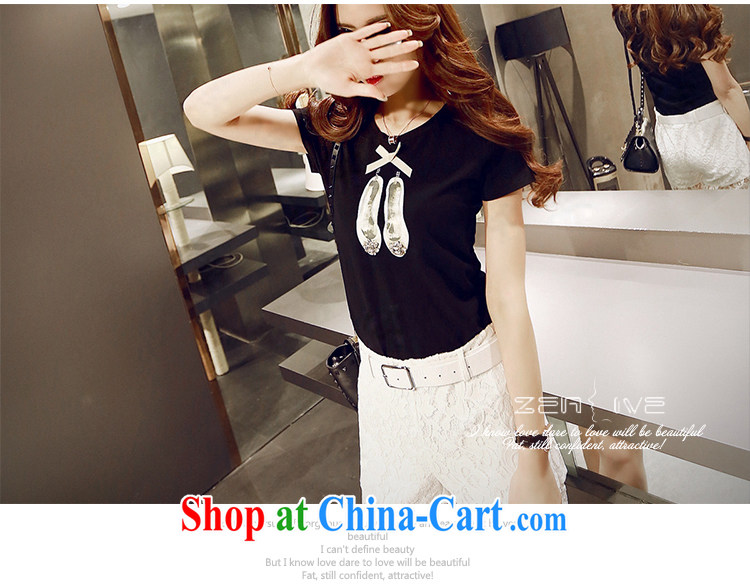 Economy, first declared 2015 the United States and Europe, female summer new, mm thick black short-sleeved shirt T shirt + lace short pants 1520 #5 XL 180 - 200 Jack left and right pictures, price, brand platters! Elections are good character, the national distribution, so why buy now enjoy more preferential! Health