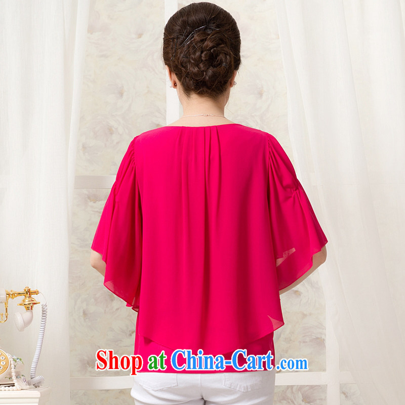 Fan the middle-aged and older female summer new Korean short-sleeved snow woven shirts large, middle-aged mother with liberal short-sleeved shirt T female white 4 XL sails, in Dili, and shopping on the Internet