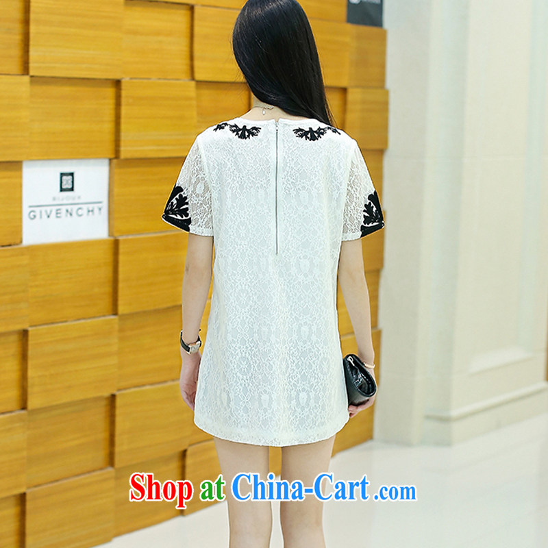 Tang year new summer larger female dresses lace short-sleeve embroidery, long, the skirt is white/M 1818 XL 5 180 - 195 jack, Tang, and shopping on the Internet
