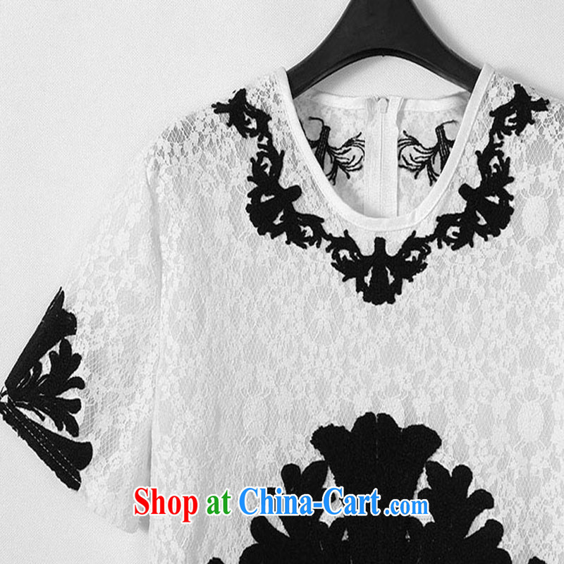 Tang year new summer larger female dresses lace short-sleeve embroidery, long, the skirt is white/M 1818 XL 5 180 - 195 jack, Tang, and shopping on the Internet