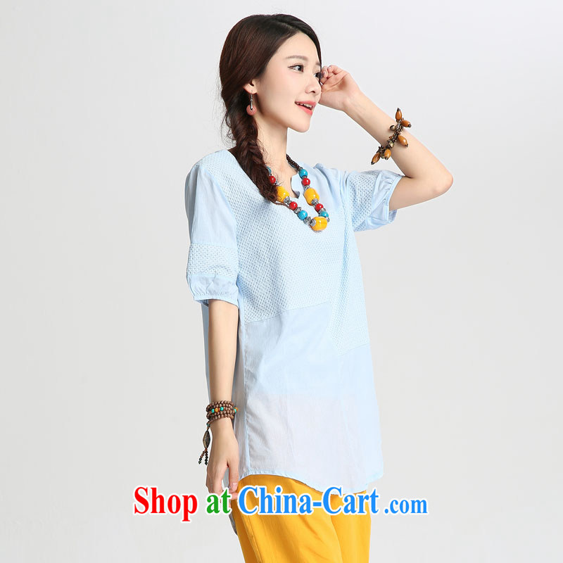 heavy makeup dress summer dress New Literature and Art, Retro cotton the liberal mask poverty breathable, long, small shirt T shirt shirt Ethnic Wind T-shirt large package mail 8032 blue XXL, Ho, Colombia (HAOZHUANG), online shopping