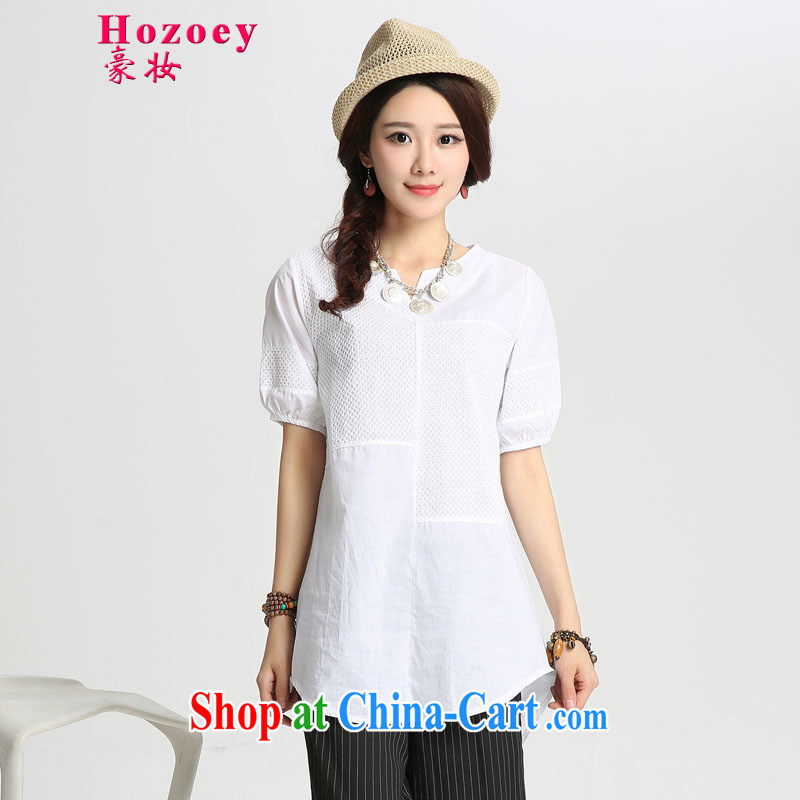 heavy makeup dress summer dress New Literature and Art, Retro cotton the liberal mask poverty breathable, long, small shirt T shirt shirt Ethnic Wind T-shirt large package mail 8032 blue XXL, Ho, Colombia (HAOZHUANG), online shopping