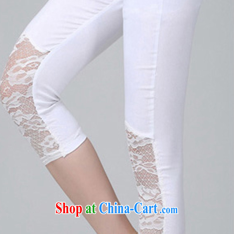 The tower, summer 2015 new Korean version 100 on the FAT and FAT sister loose video thin 7 pants stretch tight solid pants large, thin 7 pants white XXXXL, the Lai, and shopping on the Internet