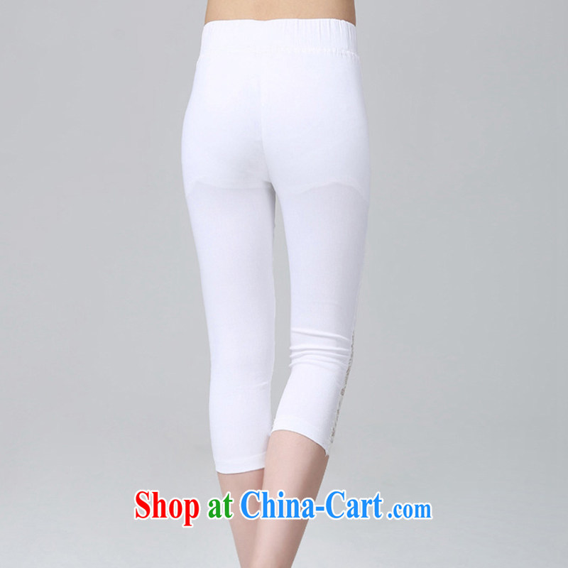 The tower, summer 2015 new Korean version 100 on the FAT and FAT sister loose video thin 7 pants stretch tight solid pants large, thin 7 pants white XXXXL, the Lai, and shopping on the Internet