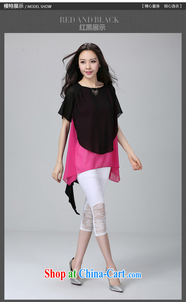 The false Two-piece 2015 summer new Korean female thick mm maximum code relaxed, long, snow-woven shirts T-shirt T-shirt and ventricular hypertrophy, and red and black are code 230 Jack The following pictures, price, brand platters! Elections are good character, the national distribution, so why buy now enjoy more preferential! Health