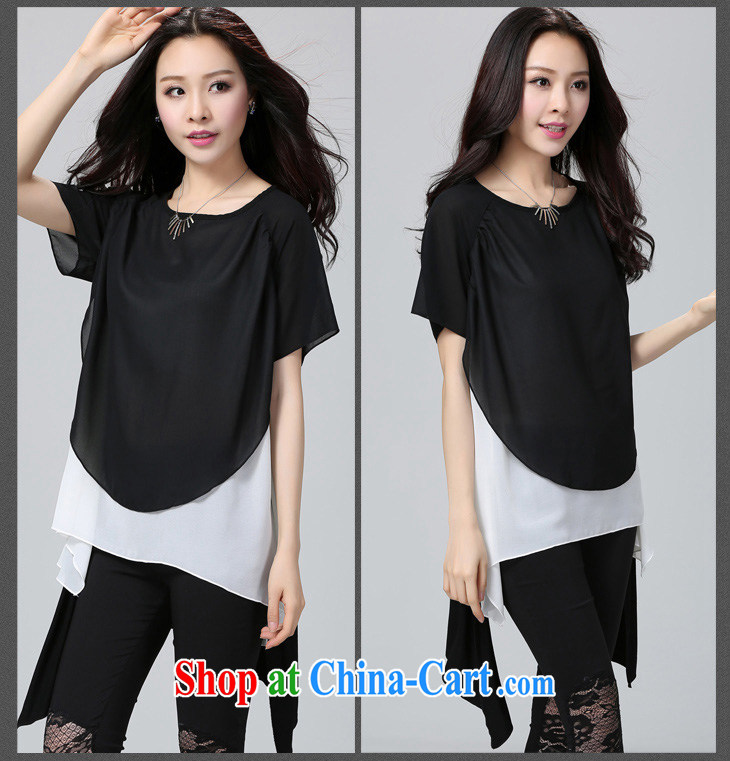 The false Two-piece 2015 summer new Korean female thick mm maximum code relaxed, long, snow-woven shirts T-shirt T-shirt and ventricular hypertrophy, and red and black are code 230 Jack The following pictures, price, brand platters! Elections are good character, the national distribution, so why buy now enjoy more preferential! Health