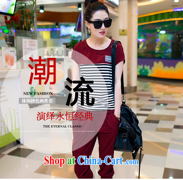 The beauty of the little foxes 2015 summer relaxed Leisure package girls summer short-sleeved larger movement women's clothing, sportswear 8557 wine red XXL pictures, price, brand platters! Elections are good character, the national distribution, so why buy now enjoy more preferential! Health