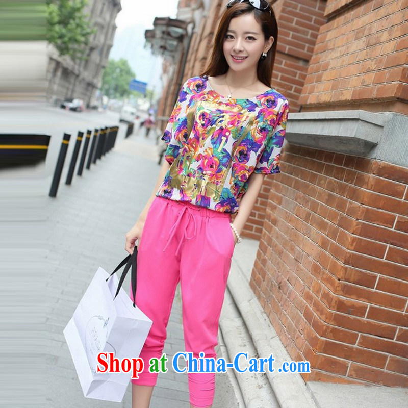 The beauty of the little foxes 2015 summer summer short-sleeve T-shirt 200 Jack thick sister Korean version 7 pants Leisure package of 8562 red XXXL, the little foxes, shopping on the Internet
