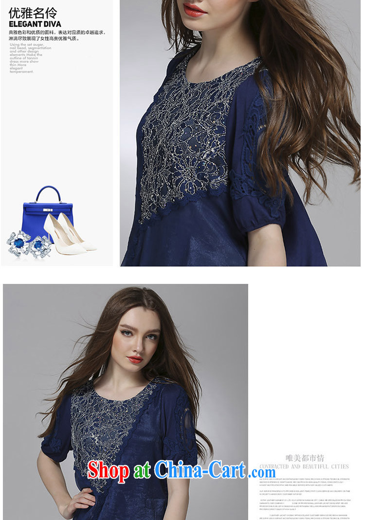The Ting 2015 summer new, larger female and indeed increased in Europe and loose embroidered snow-woven lace short sleeve T-shirts solid 5051 blue XXXXL pictures, price, brand platters! Elections are good character, the national distribution, so why buy now enjoy more preferential! Health