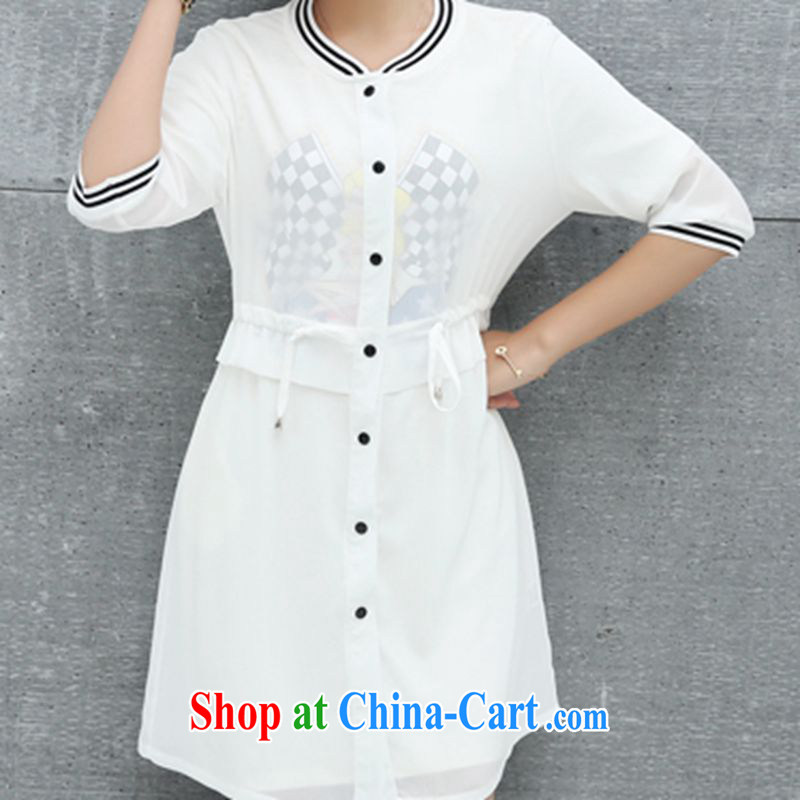 Kahlo's love youth 2015 spring and summer thick mm increase in snow cuff woven dresses, long, sunscreen and air-conditioning T-shirt long cardigan female large white code XXXXL, Prey Veng, youth, and shopping on the Internet