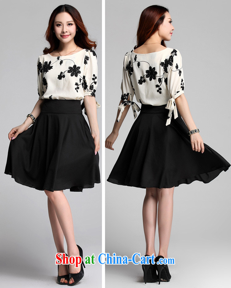 Slim Anne The ventricular hypertrophy, Yi 2015 new summer Korean version of the greater number of 5 cuff round-collar embroidered dresses really two-piece body skirts, sleeves shirt T skirt set apricot color T-shirt 3XL 2 feet 7 pictures, price, brand platters! Elections are good character, the national distribution, so why buy now enjoy more preferential! Health