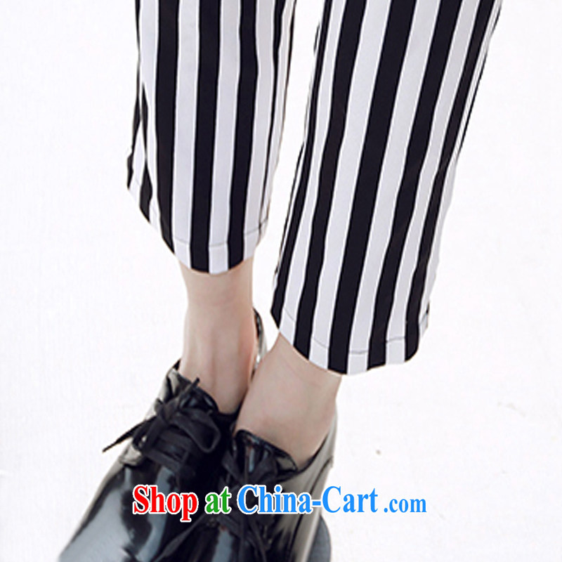 Tang year new summer, the United States and Europe, female T pension thick MM loose two-piece and indeed intensify streaks 9 pants + white stripes trousers 1545 XL 3 150 - 160 jack, Tang, and shopping on the Internet