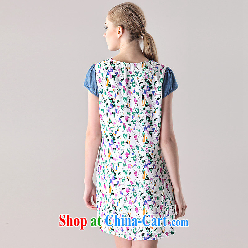The Constitution is the ladies' 2015 summer New MM thick and fat and loose stamp dress suit 2668 128/5 XL, constitution, QIAN AI), shopping on the Internet