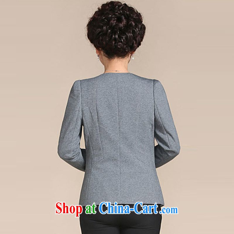 Ousmile spring 2015 new mom beauty graphics thin T-shirt small suit stylish plain-colored coat, older women with larger S 013 gray 4 XL, Ousmile, shopping on the Internet