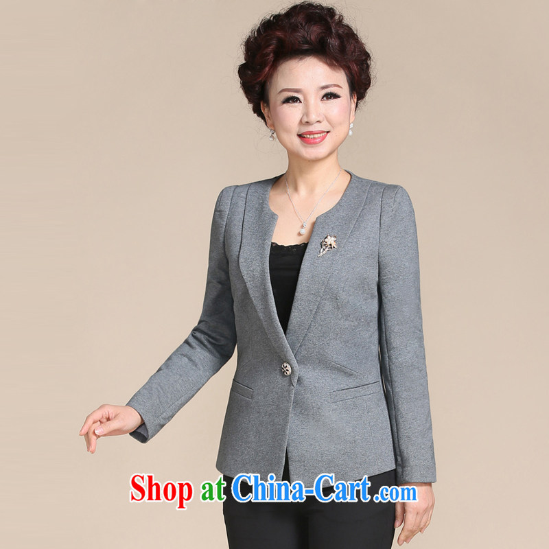 Ousmile spring 2015 new mom beauty graphics thin T-shirt small suit stylish plain-colored coat, older women with larger S 013 gray 4 XL, Ousmile, shopping on the Internet