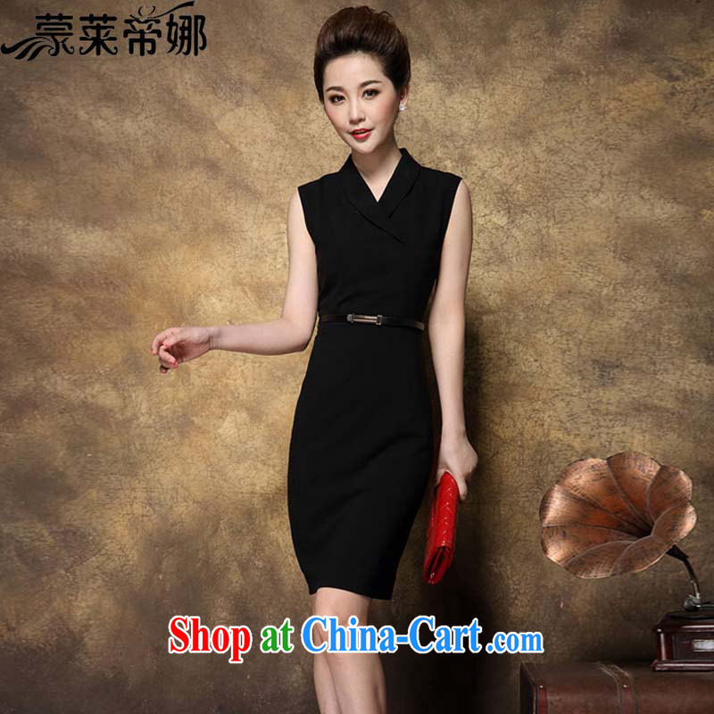 Tony Blair, in Dili, summer 2015 new dress with high-end big temperament Professional Beauty and elegant dresses women's clothing large, female summer 3004 black XXXL, Tony Blair, in Dili, and shopping on the Internet