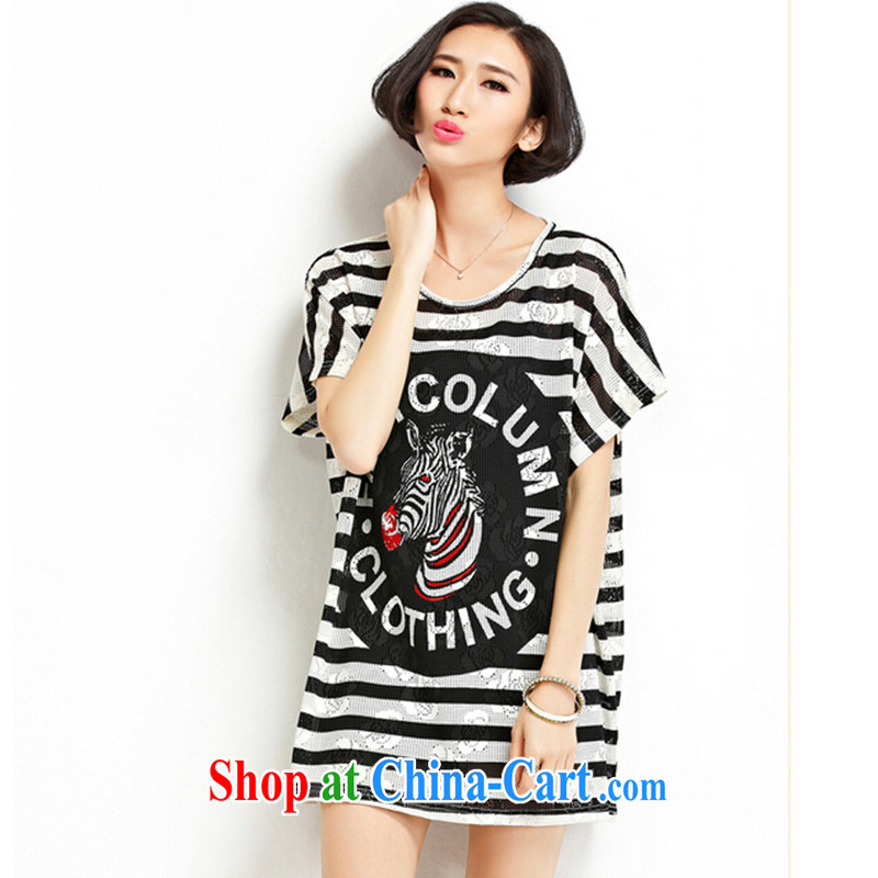 She concluded her card the Code women summer T-shirts female students Korean fashion 2015 summer, striped short-sleeved T shirt female black-and-white bars are Code, she concluded her card (SHAWADIKA), online shopping