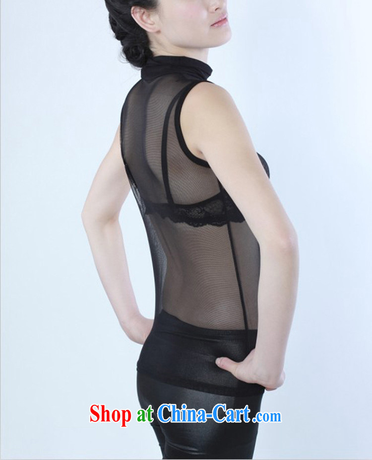 surplus to summer new, larger female Web yarn solid T-shirt T-shirt high-collar vest Openwork sexy 100, ground sleeve black lace L pictures, price, brand platters! Elections are good character, the national distribution, so why buy now enjoy more preferential! Health