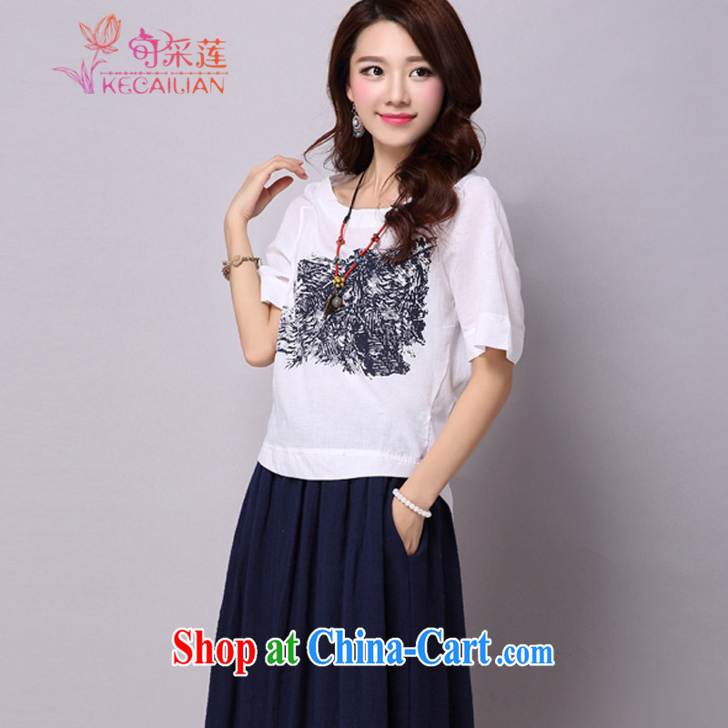 To the Hualien County summer 2015 new stamp duty 100 ground on the loose, short-sleeved linen cotton Ma T-shirt solid color T-shirt T-shirts female Y 031 photo color XXL, Lin (KECAILIAN), online shopping