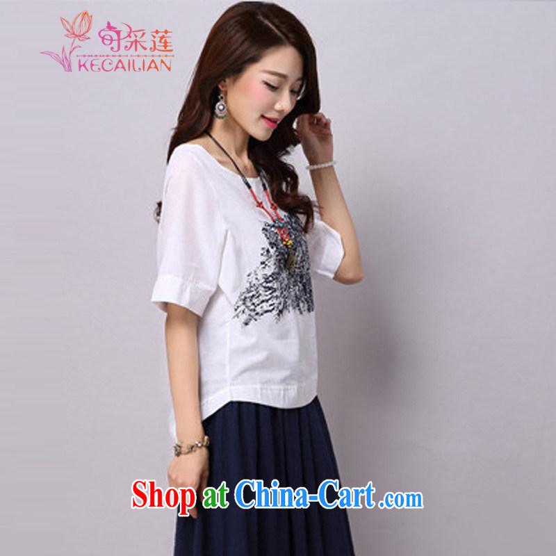 To the Hualien County summer 2015 new stamp duty 100 ground on the loose, short-sleeved linen cotton Ma T-shirt solid color T-shirt T-shirts female Y 031 photo color XXL, Lin (KECAILIAN), online shopping