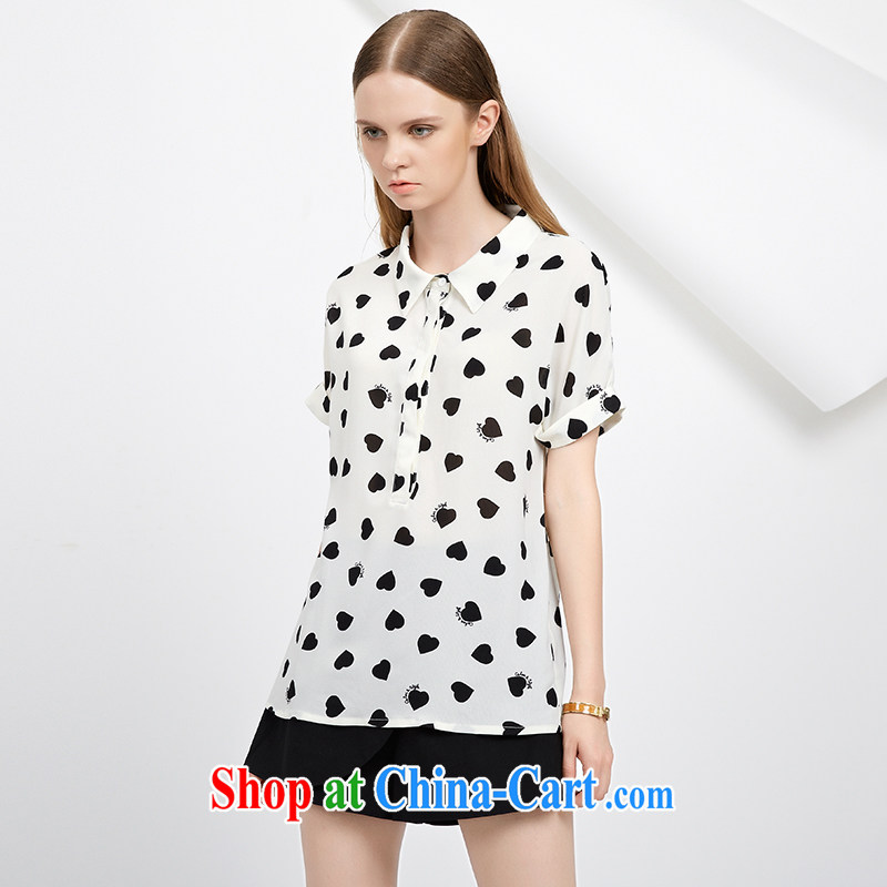 cheer for 2015 XL girls with thick MM summer new Korean sweet heart-shaped graphics thin black-out poverty T-shirt 2787 white 2XL, cross-sectoral provision (qisuo), online shopping