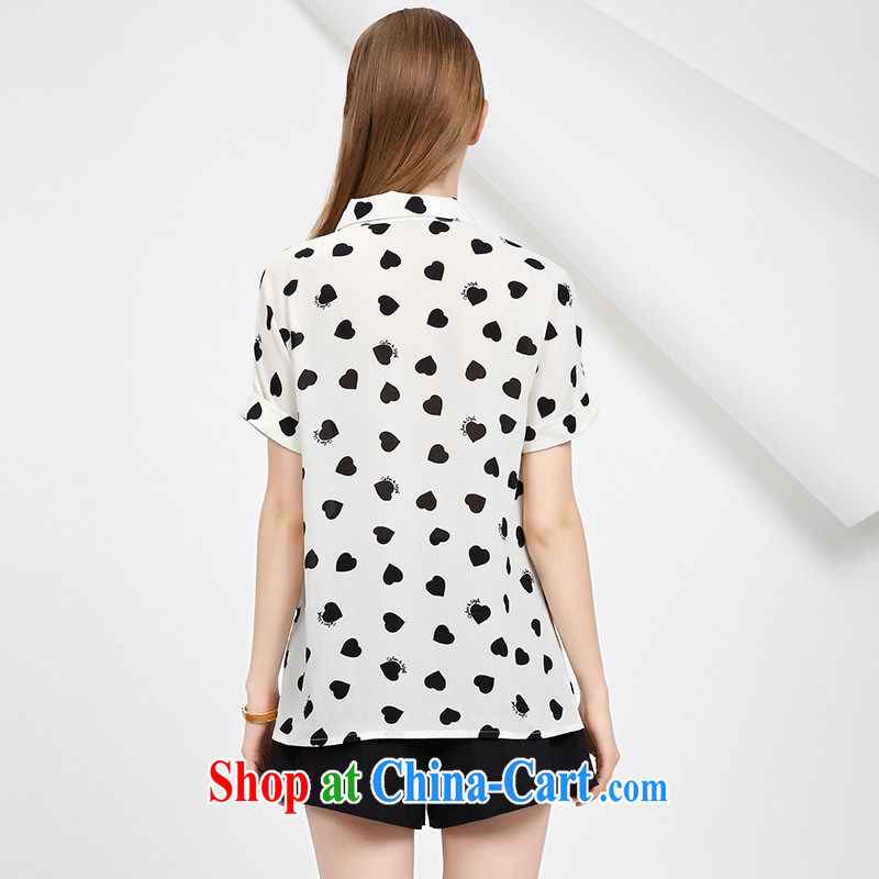 cheer for 2015 XL girls with thick MM summer new Korean sweet heart-shaped graphics thin black-out poverty T-shirt 2787 white 2XL, cross-sectoral provision (qisuo), online shopping