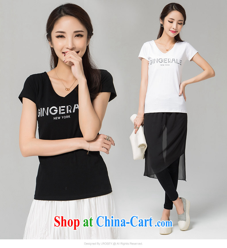 Blue Water increase, female 2015 summer new, thick MM cultivating simple letter stamp 100 ground short-sleeved T shirt black large code XXXL pictures, price, brand platters! Elections are good character, the national distribution, so why buy now enjoy more preferential! Health