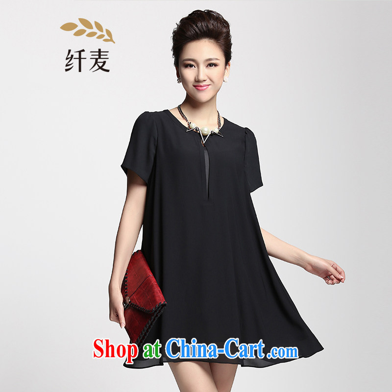 The Mak is the women's clothing 2015 summer new thick mm wigs two snow-woven dresses 952013244 black 6 XL