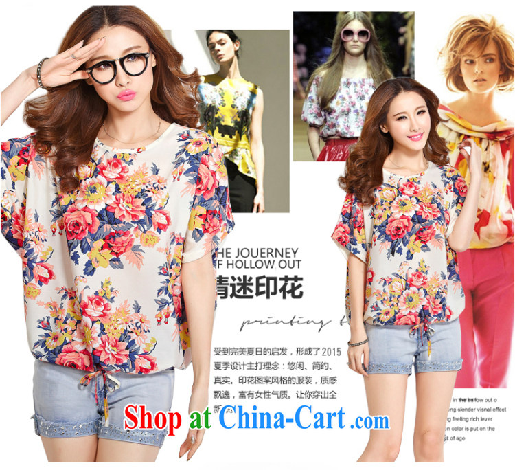 Micro-blue Curtis 2015 summer the Code women's clothing Korean loose video thin short-sleeve shirt T overweight snow jacket woven shirts small floral 4 L pictures, price, brand platters! Elections are good character, the national distribution, so why buy now enjoy more preferential! Health