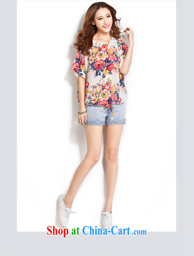 Micro-blue Curtis 2015 summer the Code women's clothing Korean loose video thin short-sleeve shirt T overweight snow jacket woven shirts small floral 4 L pictures, price, brand platters! Elections are good character, the national distribution, so why buy now enjoy more preferential! Health