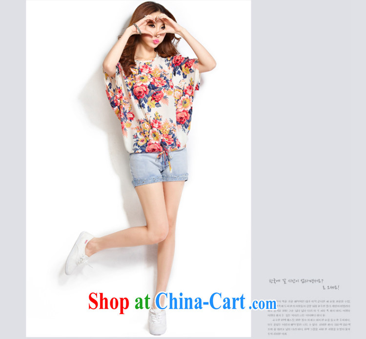 Micro-blue Curtis 2015 summer the Code women's clothing Korean loose video thin short-sleeve shirt T overweight snow jacket woven shirts small floral 4 L pictures, price, brand platters! Elections are good character, the national distribution, so why buy now enjoy more preferential! Health