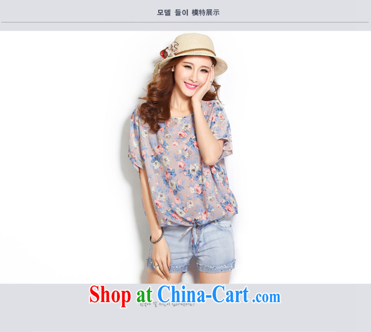 Micro-blue Curtis 2015 summer the Code women's clothing Korean loose video thin short-sleeve shirt T overweight snow jacket woven shirts small floral 4 L pictures, price, brand platters! Elections are good character, the national distribution, so why buy now enjoy more preferential! Health