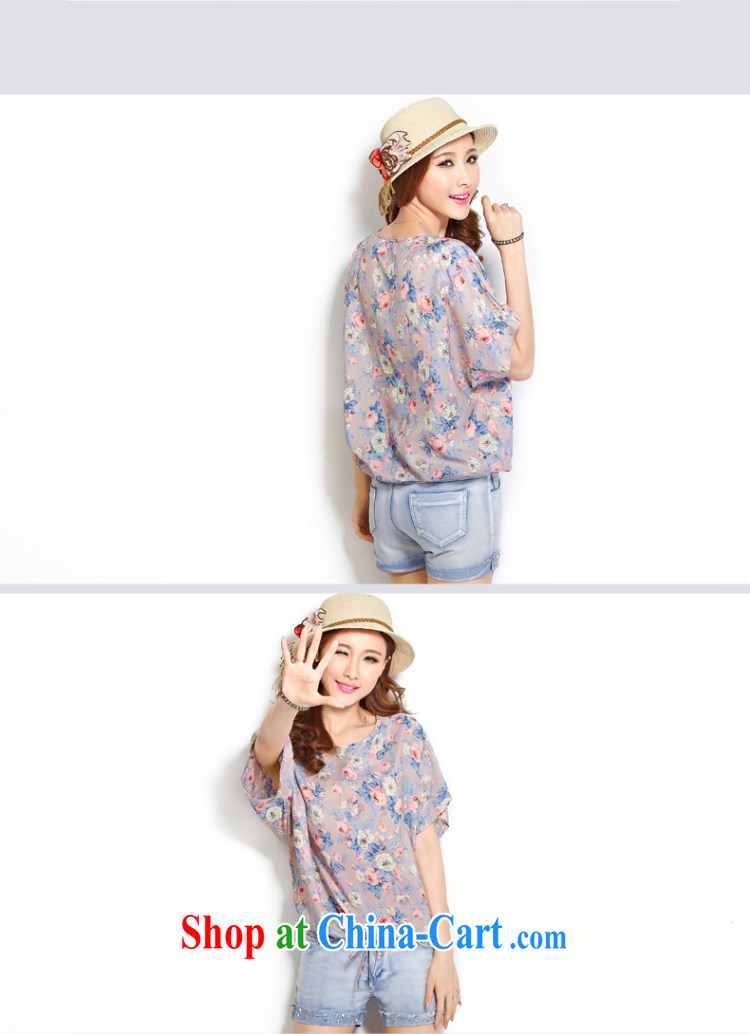 Micro-blue Curtis 2015 summer the Code women's clothing Korean loose video thin short-sleeve shirt T overweight snow jacket woven shirts small floral 4 L pictures, price, brand platters! Elections are good character, the national distribution, so why buy now enjoy more preferential! Health