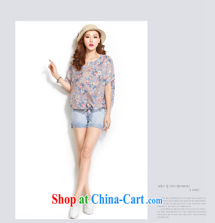 Micro-blue Curtis 2015 summer the Code women's clothing Korean loose video thin short-sleeve shirt T overweight snow jacket woven shirts small floral 4 L pictures, price, brand platters! Elections are good character, the national distribution, so why buy now enjoy more preferential! Health